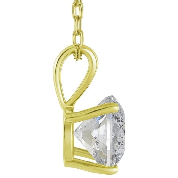 1/2 Carat Lab Grown Diamond Necklace Pendant 14K Yellow Gold Filled  Free Chain - Picture 3 of 4